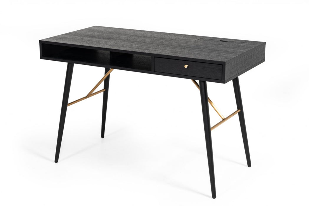 VIG Furniture - Modrest Billy Modern Black Oak & Gold Desk - VGDWJ3496 - GreatFurnitureDeal
