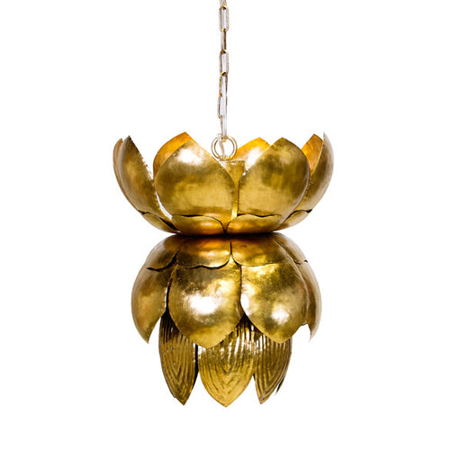 Worlds Away - Gold Leaf Tin Chandelier With Leaves - BLOSSOM G - GreatFurnitureDeal