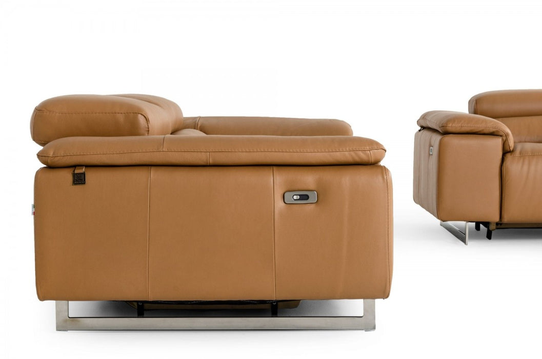 VIG Furniture - Estro Salotti Blossom Modern Cognac Leather Dual Reclining Sofa - VGNTBLOSSOM-S