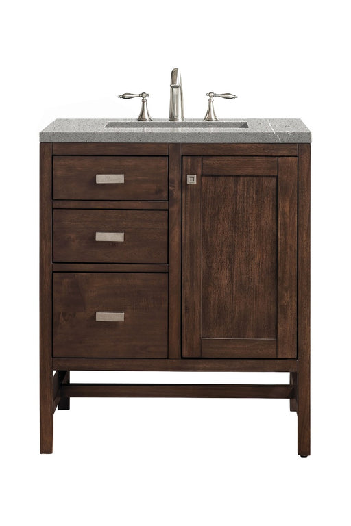 James Martin Furniture - Addison 30" Single Vanity Cabinet, Mid Century Acacia, w- 3 CM Eternal Serena Quartz Top - E444-V30-MCA-3ESR - GreatFurnitureDeal