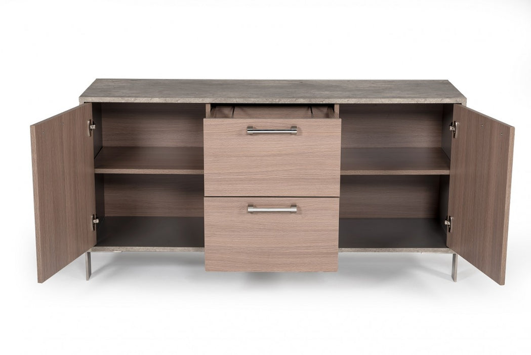 VIG Furniture - Nova Domus Boston Modern Brown Oak & Faux Concrete Office File Cabinet - VGANBOSTON-FC - GreatFurnitureDeal