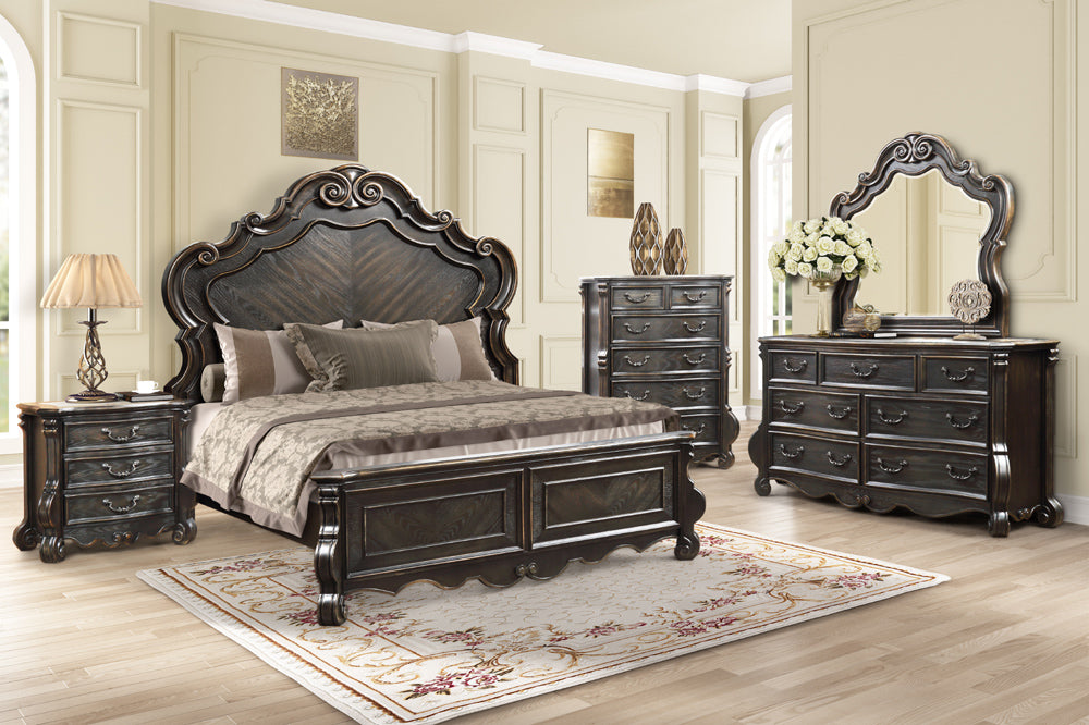 Myco Furniture - Bordeaux Queen Bed in Espresso Oak - BR400-Q