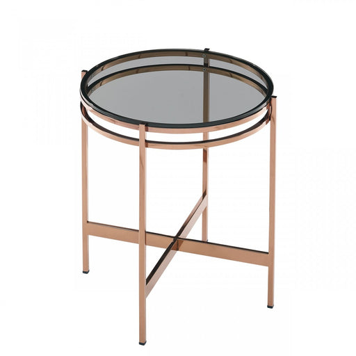 VIG Furniture - Modrest Bradford Modern Smoked Glass & Rosegold Small End Table - VGEWCT1011-1AA-ET - GreatFurnitureDeal