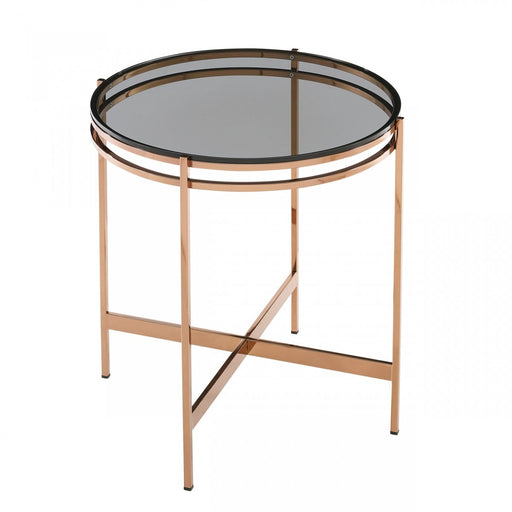 VIG Furniture - Modrest Bradford Modern Smoked Glass & Rosegold End Table - VGEWCT1011-1BA-ET - GreatFurnitureDeal