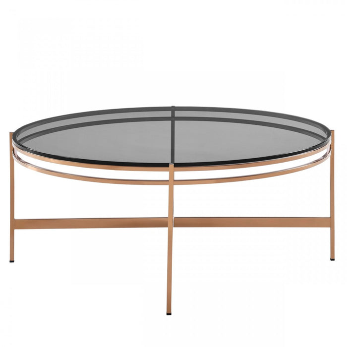 VIG Furniture - Modrest Bradford Modern Smoked Glass & Rosegold Coffee Table - VGEWCT1011-3AA-CT - GreatFurnitureDeal