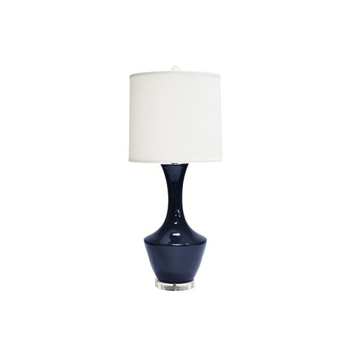 Worlds Away - Ceramic Table Lamp With White Linen Shade In Navy - BRIDGET NVY