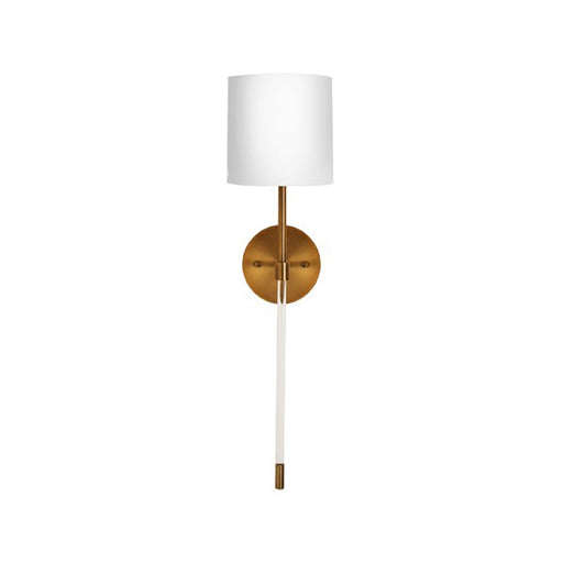 Worlds Away - Bristol Acrylic Sconce W. Wh Linen Shade In Antique Brass - BRISTOW ABR - GreatFurnitureDeal