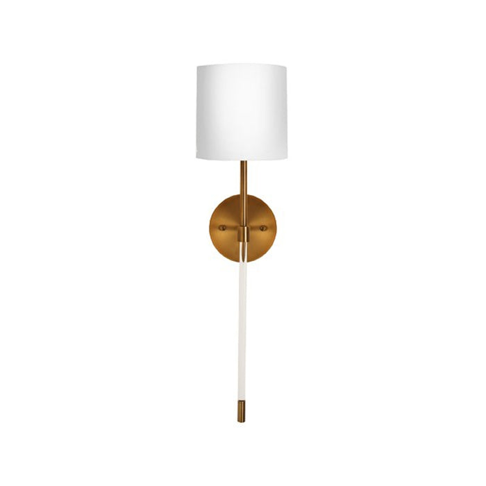 Worlds Away - Bristol Acrylic Sconce W. Wh Linen Shade In Antique Brass - BRISTOW ABR