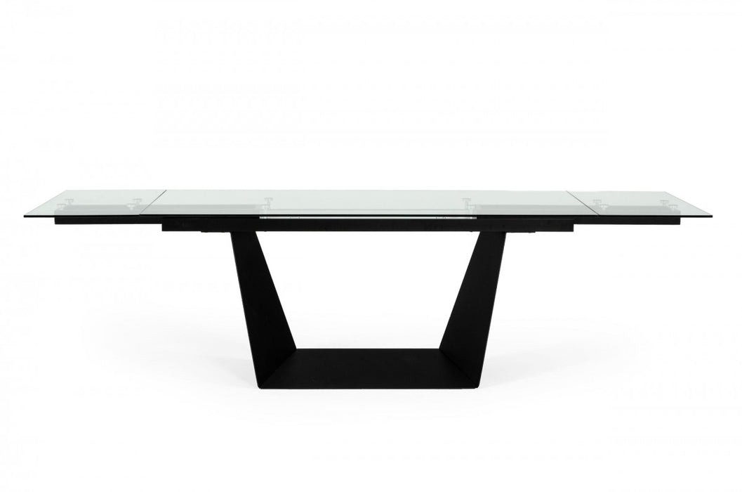 VIG Furniture - Modrest Bronwin Modern Glass & Black Metal Extendable Dining Table - VGNSGD8684-BLK-DT - GreatFurnitureDeal