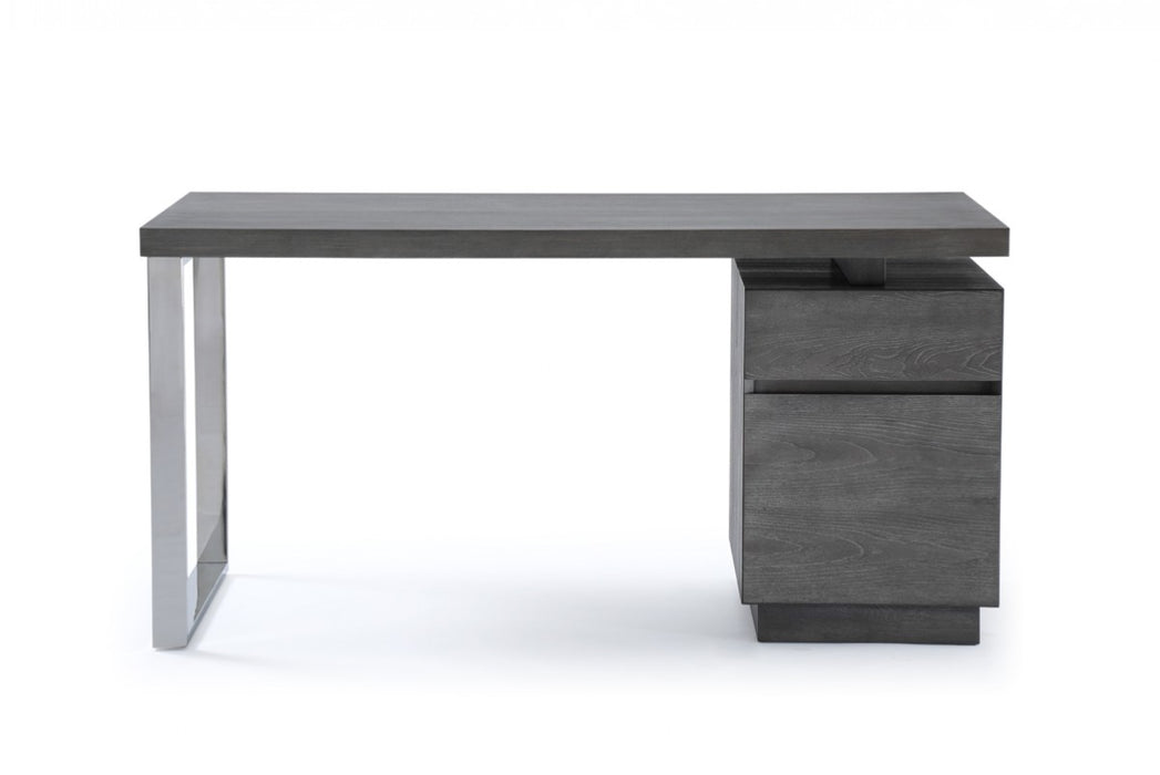 VIG Furniture - Modrest Carson Modern Grey Elm & Stainless Steel Desk - VGVCBT-002-GRY