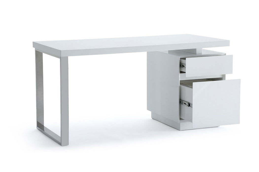 VIG Furniture - Modrest Carson Modern White & Stainless Steel Desk - VGVCBT-002-WHT