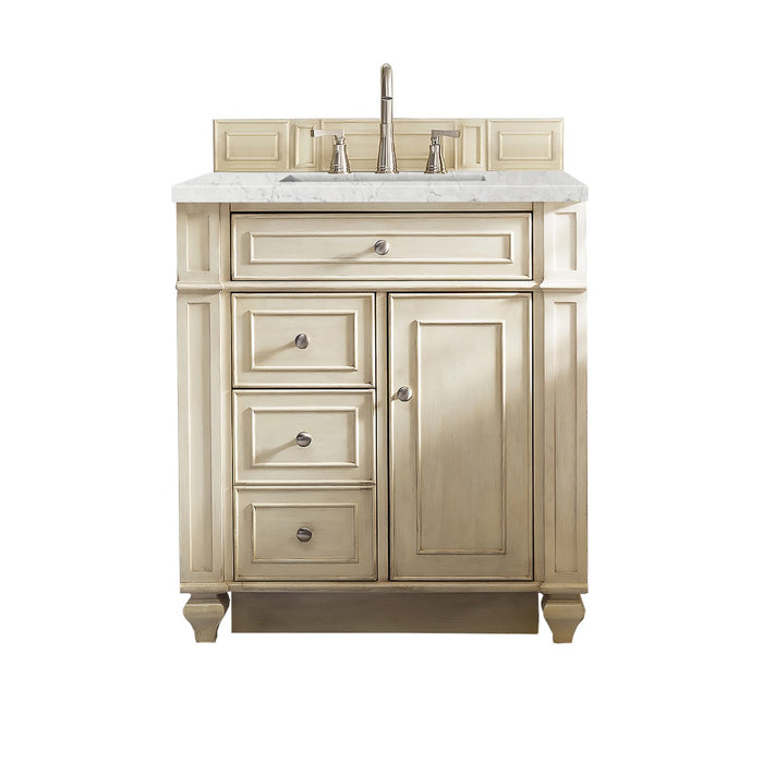 James Martin Furniture - Bristol 30" Single Vanity, Vintage Vanilla, w- 3 CM Eternal Jasmine Pearl Quartz Top - 157-V30-VV-3EJP - GreatFurnitureDeal