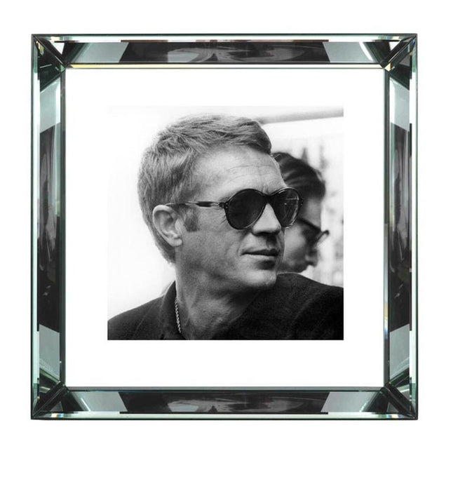 Worlds Away - Steve Mcqueen (20 X 20) Black And White Print With Hollywood Style Mirror Frame - BVL187