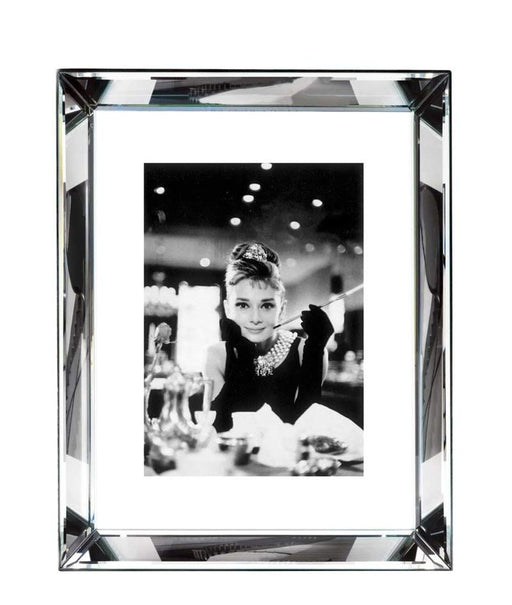 Worlds Away - Audrey Hepburn (24 X 32) Black And White Print With Hollywood Style Beveled Mirror Frame - BVL98 - GreatFurnitureDeal
