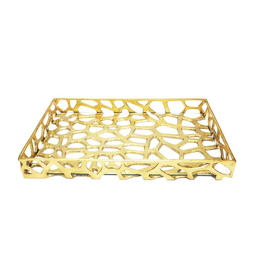 Worlds Away - Organic Iron Tray With Glass Bottom In Gold Leaf - BYRON G - GreatFurnitureDeal