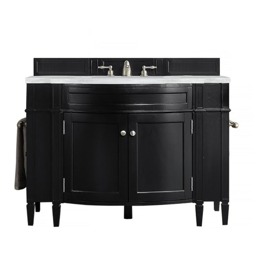 James Martin Furniture - Brittany 46" Single Vanity, Black Onyx w- 3 CM Arctic Fall Solid Surface Top - 650-V46R-BKO-AF - GreatFurnitureDeal