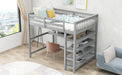 GFD Home - Full Size Loft Bed with Storage Shelves and Under-bed Desk, Gray(OLD SKU:SM000246AAE-1) - GreatFurnitureDeal