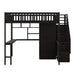 GFD Home - Full size Loft Bed with Bookshelf,Drawers,Desk,and Wardrobe-Espresso - GreatFurnitureDeal