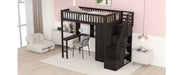 GFD Home - Twin size Loft Bed with Bookshelf,Drawers,Desk,and Wardrobe-Espresso - GreatFurnitureDeal