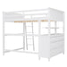 GFD Home - Full size Loft Bed with Drawers and Desk, Wooden Loft Bed with Shelves - White(OLD SKU:LT000529AAK) - GreatFurnitureDeal