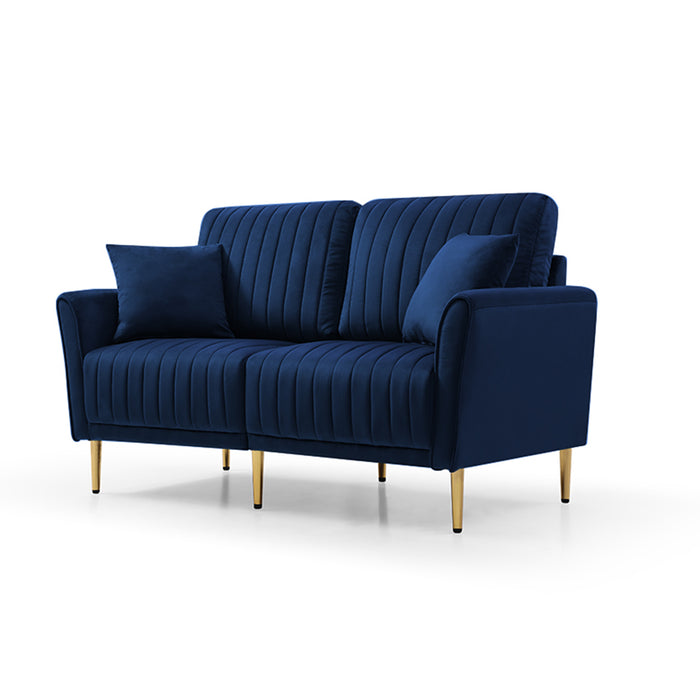 GFD Home - Velvet Fabric Sofa Couch Set, Mid-Century 3-Seat Tufted Love Seat for Living Room, Bedroom, Office, Apartment, Dorm, Studio and Small Space, 7 Pillows Included(Navy Blue),3+2+2 Seater - GreatFurnitureDeal