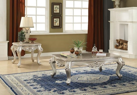 Acme Furniture - Bently Marble and Champagne 3 Piece Occasional Table Set - 81665-81667