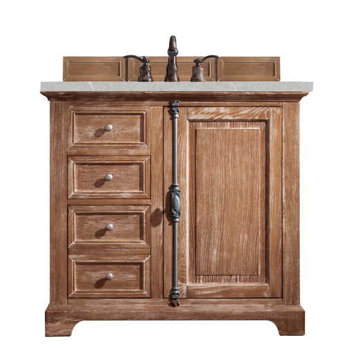 James Martin Furniture - Providence 36" Single Vanity Cabinet, Driftwood, w- 3 CM Eternal Serena Quartz Top - 238-105-5511-3ESR - GreatFurnitureDeal