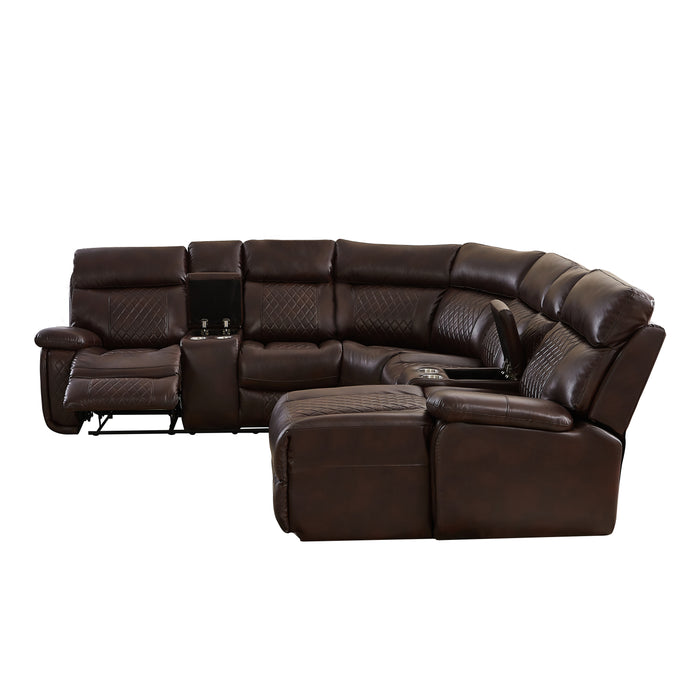 GFD Home - SECTIONAL MOTION SOFA BRWON - GreatFurnitureDeal