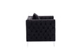 GFD Home - Lorreto Black Velvet Fabric Sofa Loveseat Chair Living Room Set - GreatFurnitureDeal