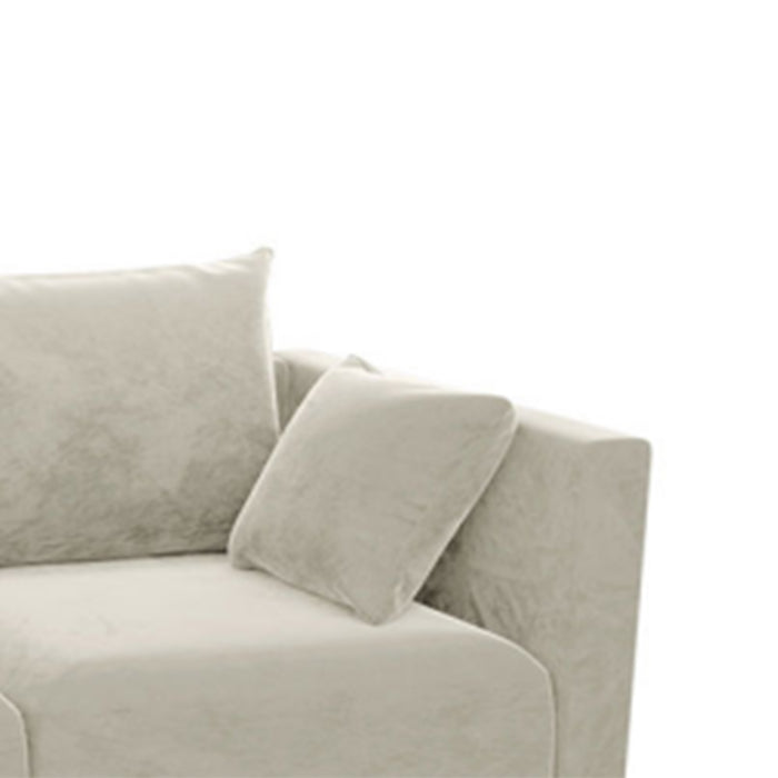 GFD Home - Sectional Sofa,U-shaped sofa with 6 Pillows for Living Room,Velvet  for bedroom, livingroom Beige - GreatFurnitureDeal