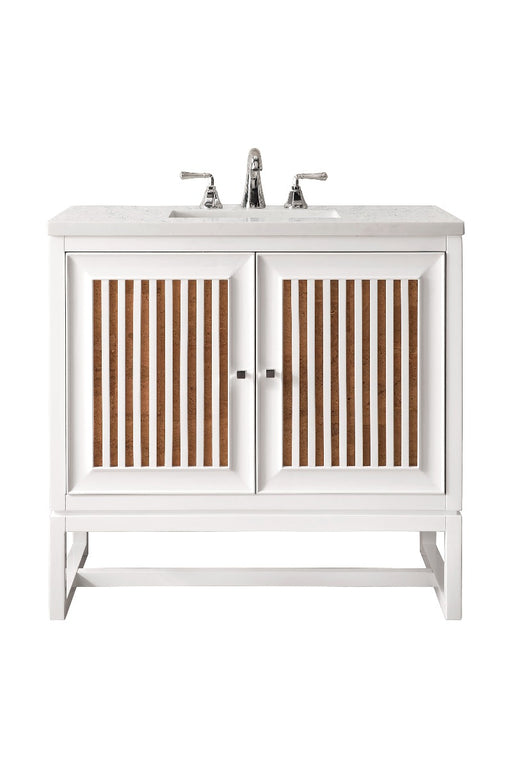 James Martin Furniture - Athens 30" Single Vanity Cabinet, Glossy White, w- 3 CM Carrara White Top - E645-V30-GW-3CAR - GreatFurnitureDeal