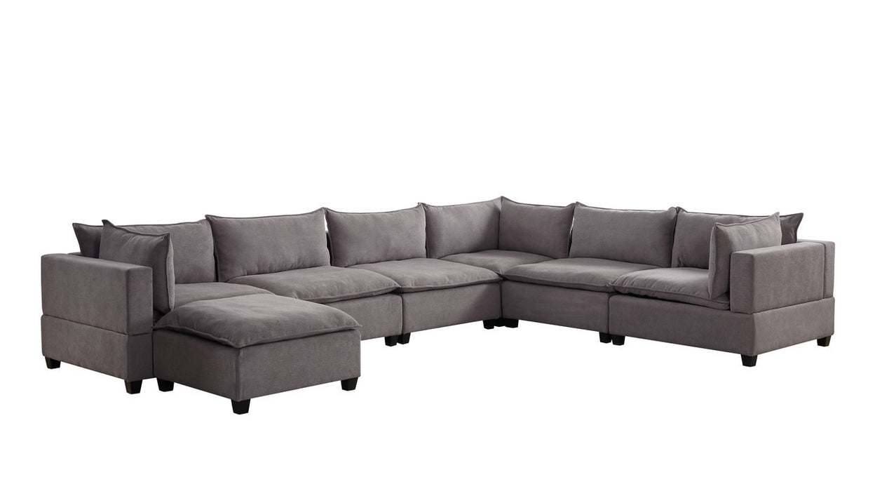 GFD Home - Madison Light Gray Fabric 7 Piece Modular Sectional Sofa Chaise - GreatFurnitureDeal