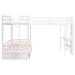 GFD Home - Twin over Twin/King Size L-Shaped Bunk Bed with Built-in Desk and Two Drawers,White - GreatFurnitureDeal