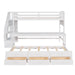 GFD Home - Stairway Twin XL Loft Bed with Twin Size Trundle and 3 Drawers, Storage, Desk, White - GreatFurnitureDeal