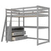 GFD Home - Twin Size Loft Bed with Desk and Shelves,Two Built-in Drawers,Gray(OLD SKU:GX000803AAE) - GreatFurnitureDeal