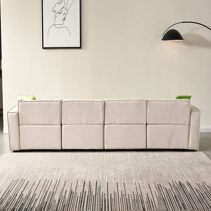 GFD Home - Modular U Shape Sectional Fabric Sofa (Beige) - GreatFurnitureDeal