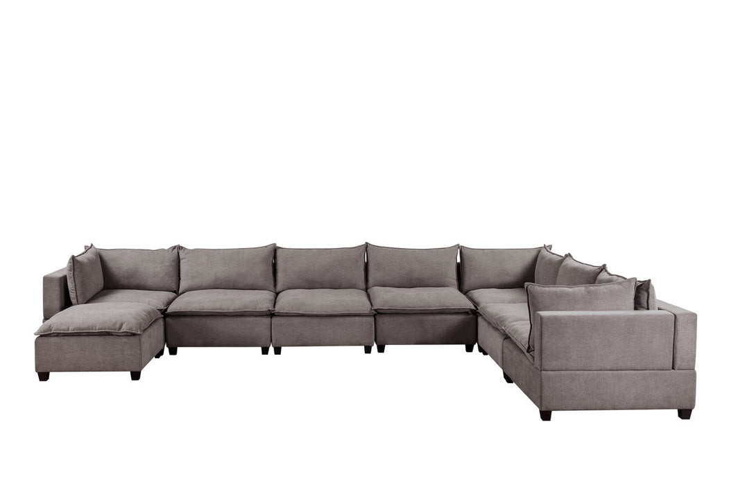 GFD Home - Madison Light Gray Fabric 8 Piece Modular Sectional Sofa Chaise - GreatFurnitureDeal