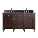 James Martin Furniture - Brittany 60" Burnished Mahogany Double Vanity w- 3 CM Grey Expo Quartz Top - 650-V60D-BNM-3GEX - GreatFurnitureDeal