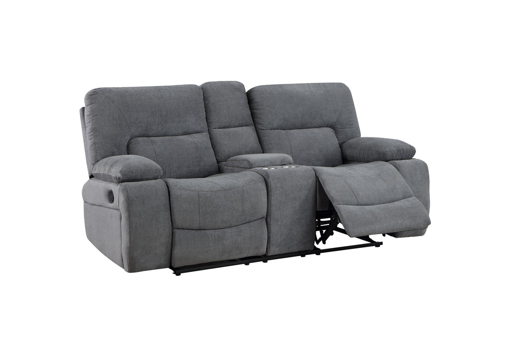 GFD Home - Ohio Manual Recliner 3Pc Living Room Set Made With Chenille Upholstery in Gray - GreatFurnitureDeal
