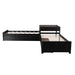 GFD Home - L-shaped Platform Bed with Trundle and Drawers Linked with built-in Desk,Twin,Espresso - GreatFurnitureDeal