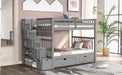 GFD Home - Full Over Full Bunk Bed with Shelves and 6 Storage Drawers, Gray(Old SKU：LP000046AAE) - GreatFurnitureDeal