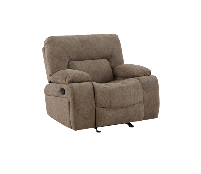 GFD Home - Ohio Manual Recliner 3Pc Living Room Set Made With Chenille Upholstery in Brown - GreatFurnitureDeal