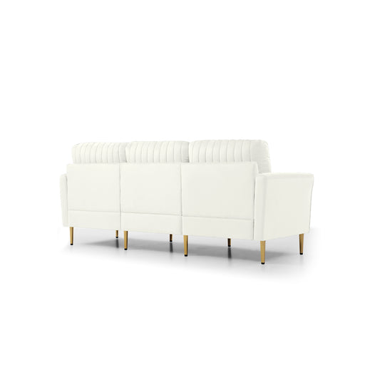 GFD Home - Modern Upholstered Sofa 3 Seater Couches and 2 Set of 2 Seater Couchses for Living Room Sectional Sofas w/throw Pillows and Gold Metal Legs, Cream Velvet - GreatFurnitureDeal