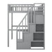 GFD Home - Full size Loft Bed with Bookshelf,Drawers,Desk,and Wardrobe-Gray - GreatFurnitureDeal