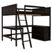 GFD Home - Full size Loft Bed with Shelves and Desk, Wooden Loft Bed with Desk - Espresso - GreatFurnitureDeal