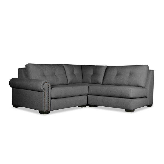 Nativa Interiors - Sylviane Buttoned Modular L-Shaped Sectional Mini Left Arm Facing 83" Charcoal - SEC-SYLV-BTN-CL-AR5-3PC-PF-CHARCOAL