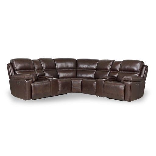 Timo Top Grain Leather Modular Power Sectional Sofa | Adjustable Headrest | Cross Stitching - GreatFurnitureDeal