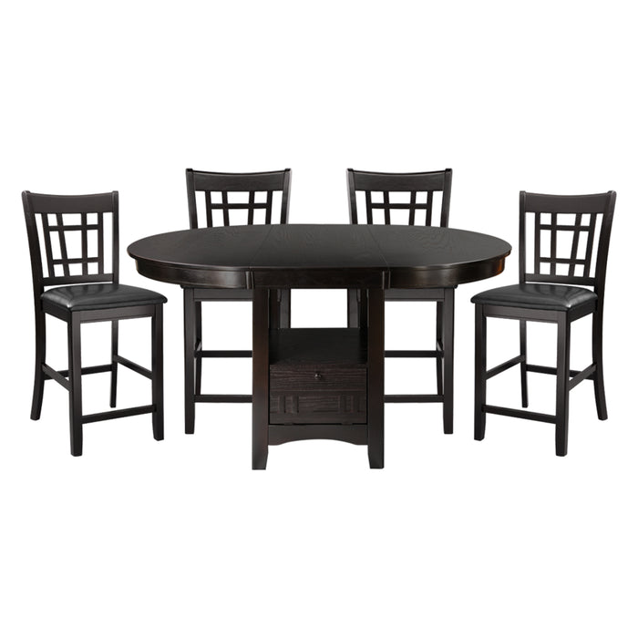 GFD Home - Traditional Design Dark Cherry Finish Counter Height Dining Set 5pc Table w Extension Leaf and 4 Counter Height Chairs - GreatFurnitureDeal