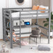 GFD Home - Full Size Loft Bed with Multifunction Shelves and Under-bed Desk, Gray - GreatFurnitureDeal