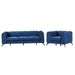 GFD Home - Modern 3-Piece Sofa Sets with Sturdy Metal Legs,Velvet Upholstered Couches Sets Including Three Seat Sofa, Loveseat and Single Chair for Living Room Furniture Set,Blue - GreatFurnitureDeal